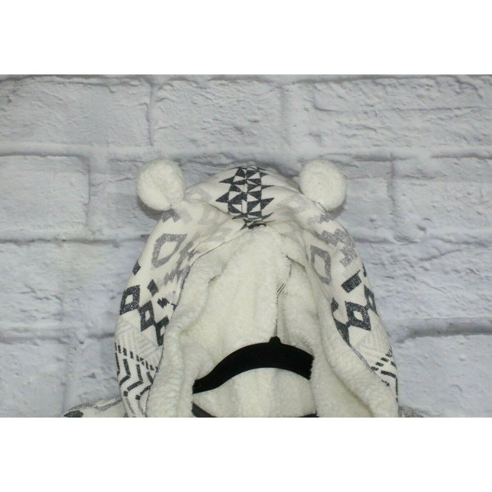 VICTORIA'S SECRET White Snowflakes Fleece Hooded Cozy Jumpsuit Size L - Picture 3 of 9